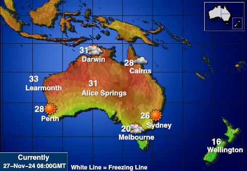 Australia Harta temperaturii vremii 