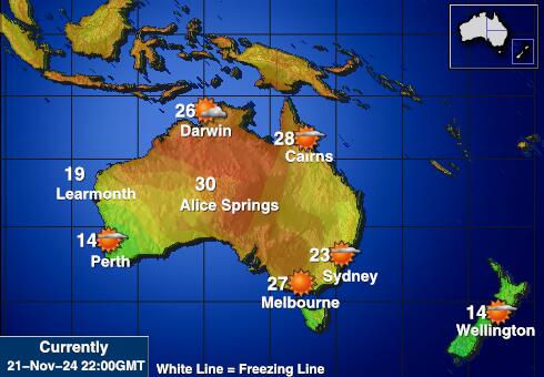 Australië Weer temperatuur kaart 