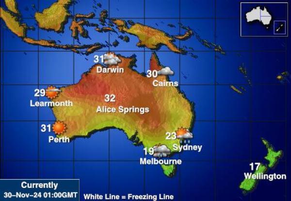 Australia Harta temperaturii vremii 