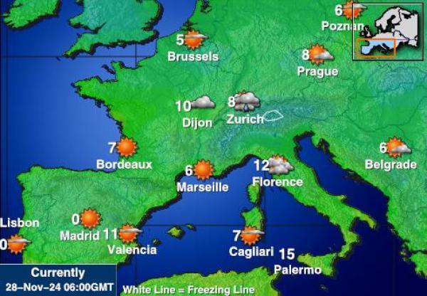 Austria Temperatura Mapa pogody 