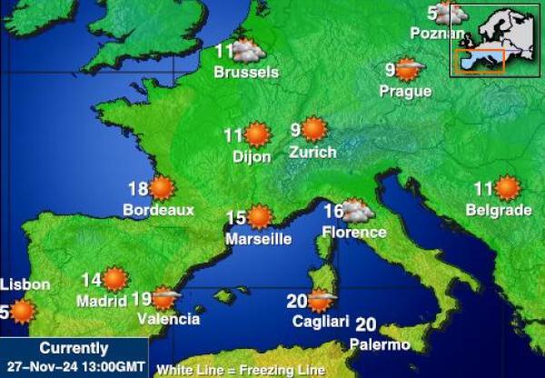 Autriche Carte des températures de Météo 