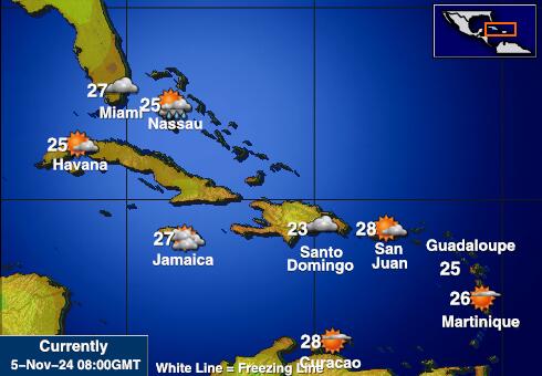 Bahamy Temperatura Mapa pogody 