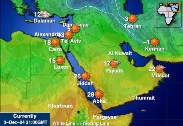 Bahrein Mapa de temperatura Tiempo 