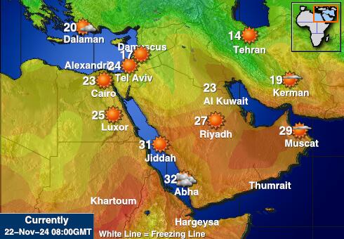 Bahrein Weer temperatuur kaart 