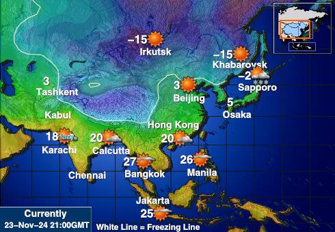 Bangladeš Vremenska prognoza, Temperatura, karta 