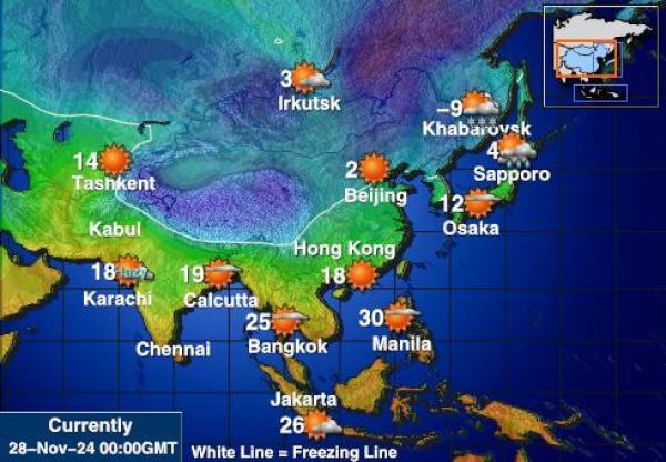 Bangladesh Vejret temperatur kort 