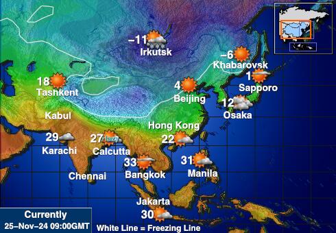 Bangladesh Mapa temperatura Tempo 