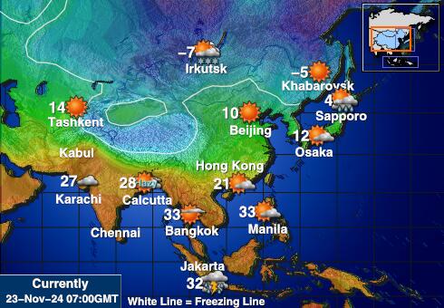 Bangladesh Carte des températures de Météo 