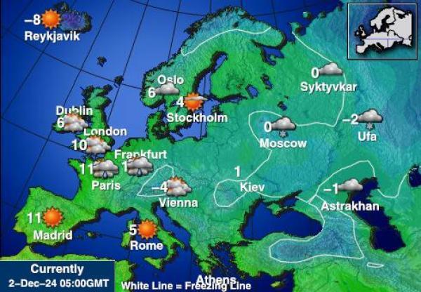 Bielorrusia Mapa de temperatura Tiempo 