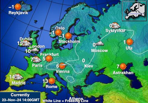 Biélorussie Carte des températures de Météo 