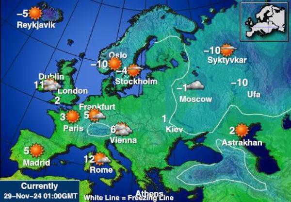 Bjelorusija Vremenska prognoza, Temperatura, karta 