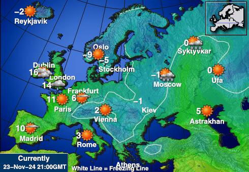 Bjelorusija Vremenska prognoza, Temperatura, karta 