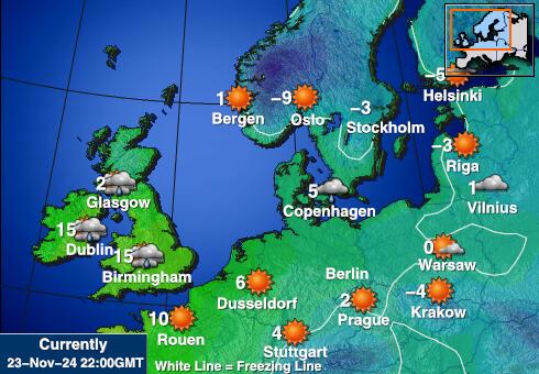 Belgija Vremenska prognoza, Temperatura, karta 