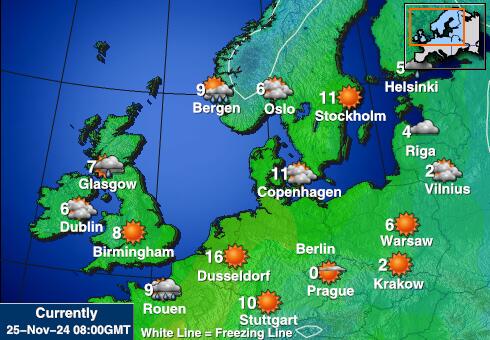 Belgija Vremenska prognoza, Temperatura, karta 