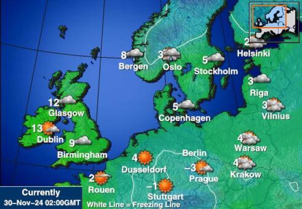 Belgia Harta temperaturii vremii 