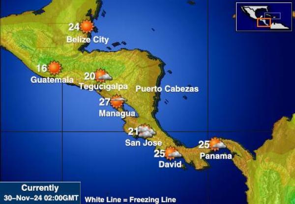 Belize Harta temperaturii vremii 