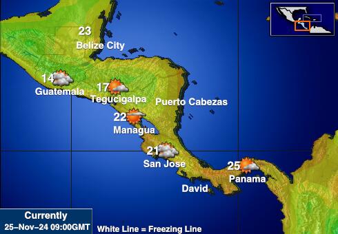 Belize Vremenska prognoza, Temperatura, karta 