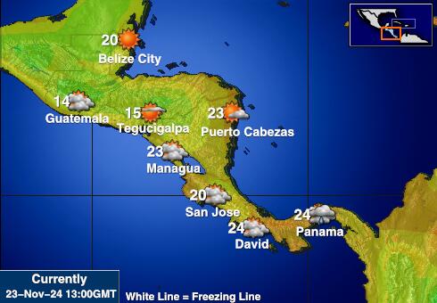 Belize Carte des températures de Météo 