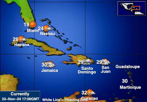 Bermudes Carte des températures de Météo 