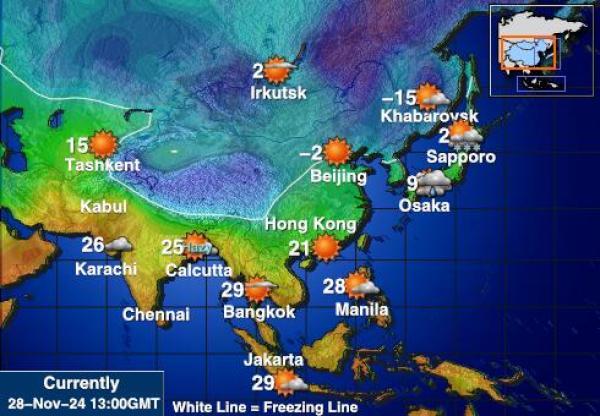 Bhutan Temperatura Mapa pogody 