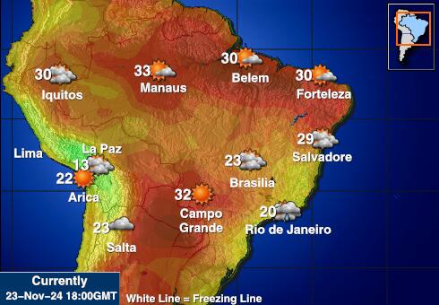 Bolivia Vejret temperatur kort 