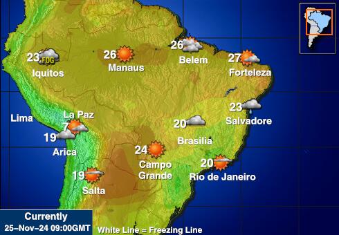 Bolivija Vremenska prognoza, Temperatura, karta 