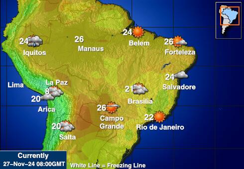 Bolivia Harta temperaturii vremii 