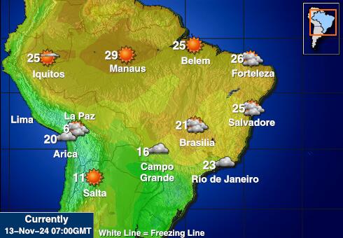 Bolívia Mapa teplôt počasia 