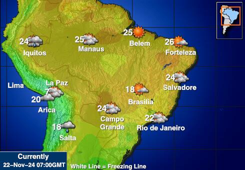 Bolivia Weer temperatuur kaart 