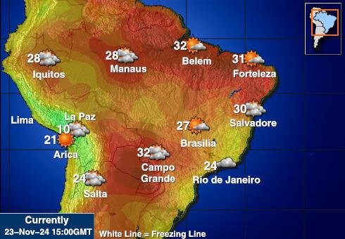 Bolivie Carte des températures de Météo 