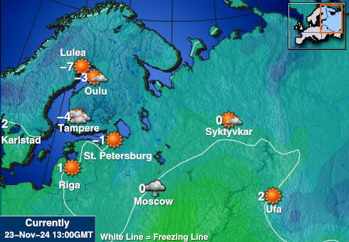 Bosnía og Hersegóvína Veður hitastig kort 