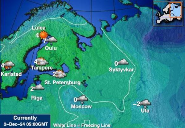 Bosnia y Herzegovina Mapa de temperatura Tiempo 