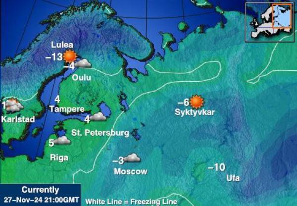 Bosna i Hercegovina Vremenska prognoza, Temperatura, karta 