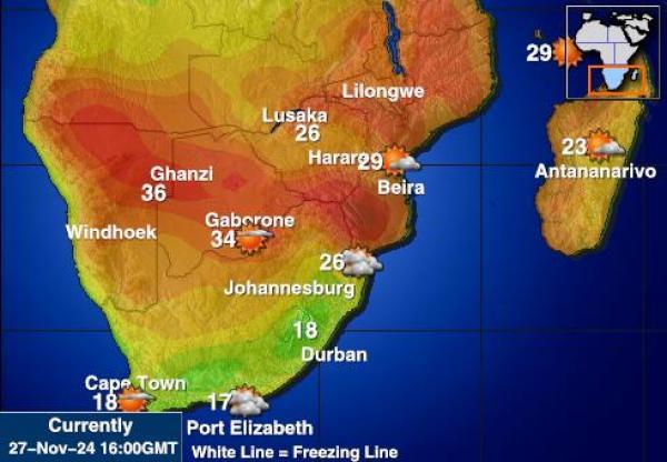 Botswana Carte des températures de Météo 