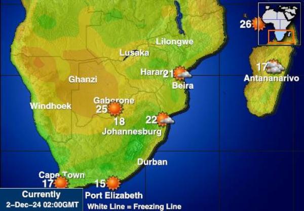 Botswana Mapa de temperatura Tiempo 