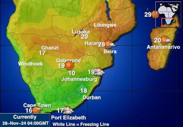 Botswana Temperatura Mapa pogody 