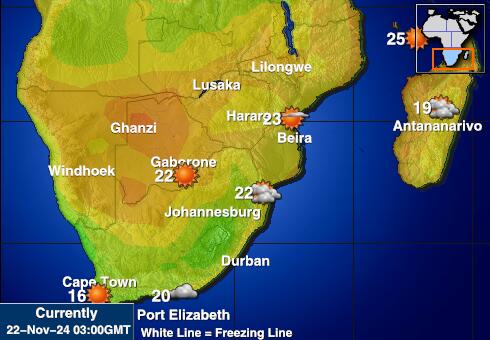 Botswana Weer temperatuur kaart 