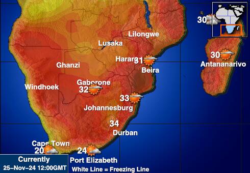 Botswana Mapa temperatura Tempo 