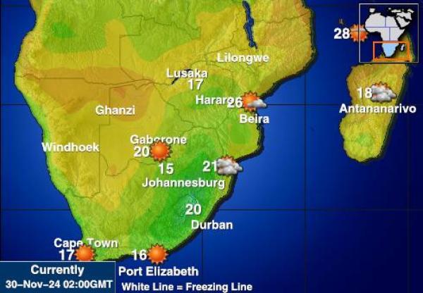 Botswana Harta temperaturii vremii 