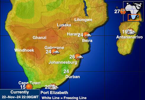 Botswana Ilm temperatuur kaart 