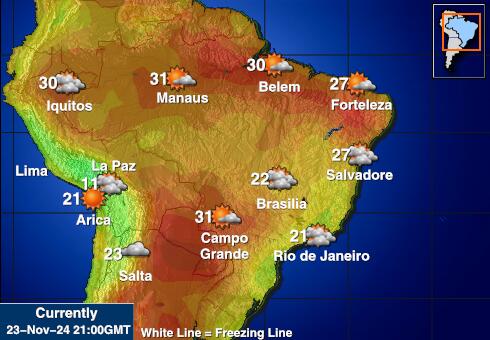 Brazil Vremenska prognoza, Temperatura, karta 