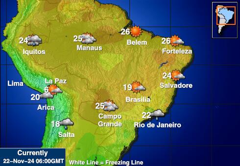 Brazilië Weer temperatuur kaart 