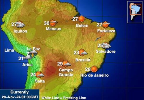 Brazílie Mapa počasí teplota 