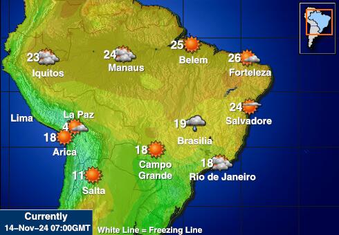 Brazília Mapa teplôt počasia 