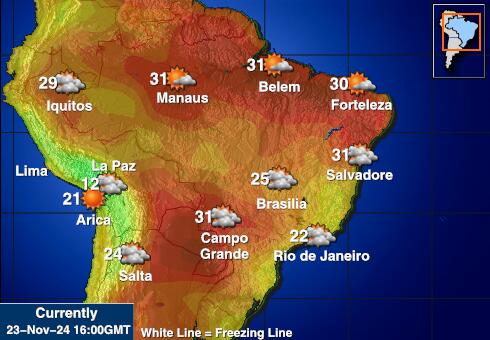 Brésil Carte des températures de Météo 