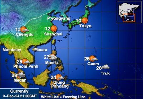 Brunei Mapa de temperatura Tiempo 