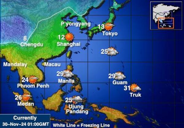 Brunei Harta temperaturii vremii 