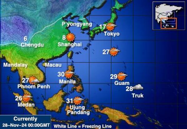 Brunei Vremenska prognoza, Temperatura, karta 