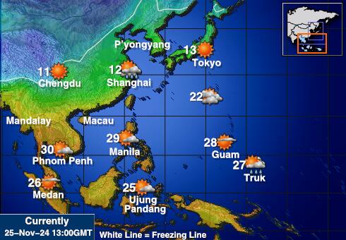 Brunei Mapa temperatura Tempo 