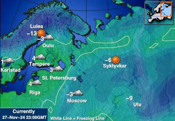 Bugarska Vremenska prognoza, Temperatura, karta 